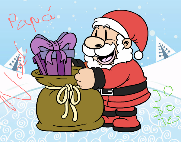 Santa Claus ofreciendo regalos