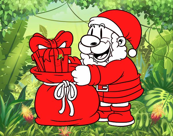 Santa Claus ofreciendo regalos