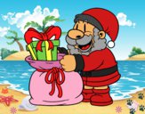 Santa Claus ofreciendo regalos