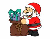 Santa Claus ofreciendo regalos