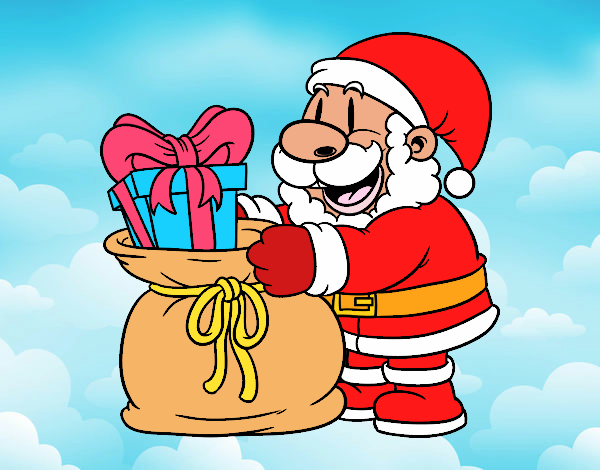 Santa Claus ofreciendo regalos