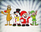 Dibujo Santa Claus y sus amigos pintado por mirianleo