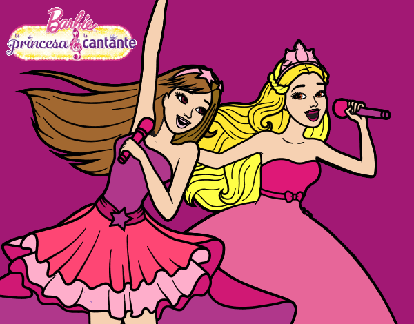 Barbie y la princesa cantando