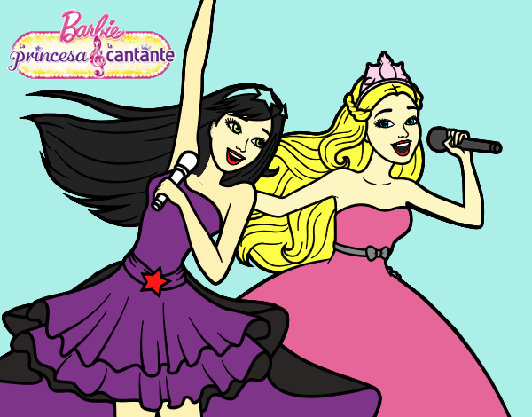 Barbie y la princesa cantando