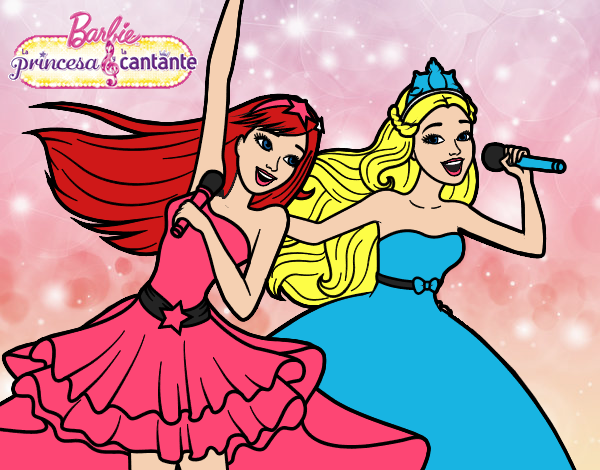 Barbie y la princesa cantando