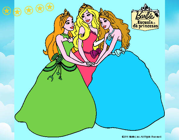 Dibujo Barbie y sus amigas princesas pintado por estherdupe