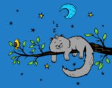 Dibujo El gato y la luna pintado por andy2016
