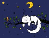 Dibujo El gato y la luna pintado por LunaLunita