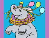 Dibujo Elefante con 3 globos pintado por andy2016