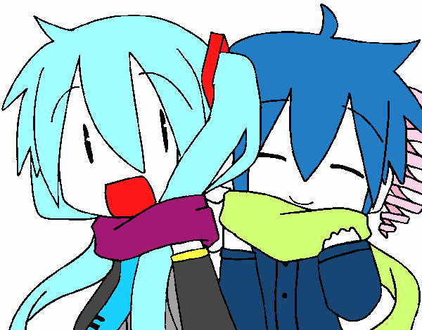 Miku y Len con bufanda