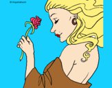 Dibujo Princesa con una rosa pintado por psa123