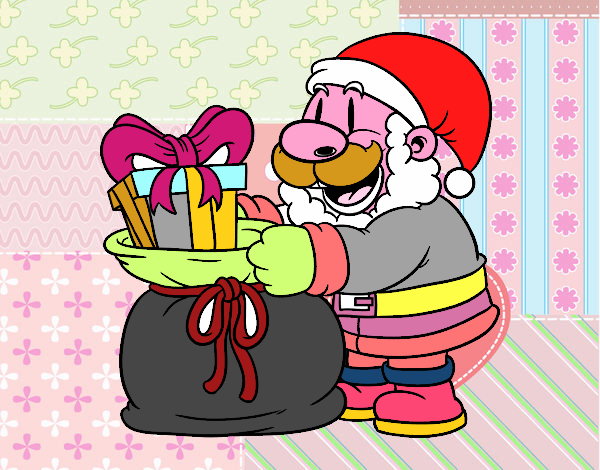 Santa Claus ofreciendo regalos