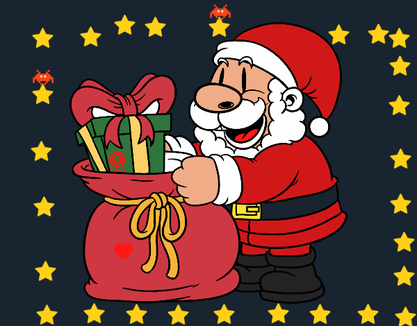Dibujo Santa Claus ofreciendo regalos pintado por Andy2350