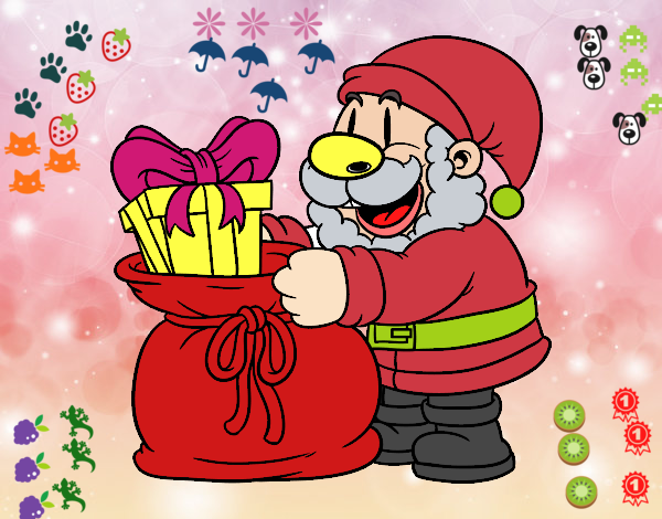 Santa Claus ofreciendo regalos