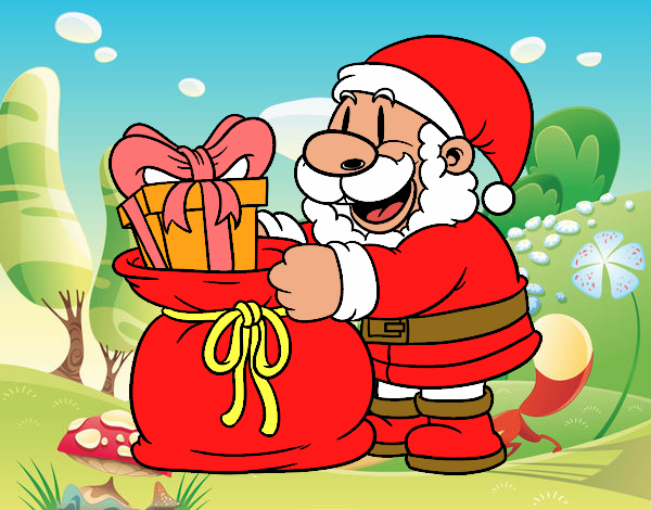 Santa Claus ofreciendo regalos