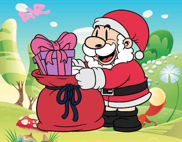 Santa Claus ofreciendo regalos