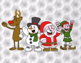 Dibujo Santa Claus y sus amigos pintado por milovan