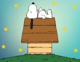 Dibujo Snoopy durmiendo pintado por ValeO