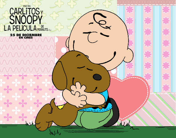 Snoopy y Carlitos abrazados