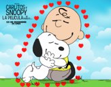 Snoopy y Carlitos abrazados