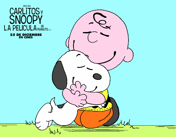 Snoopy y Carlitos abrazados