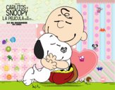 Snoopy y Carlitos abrazados