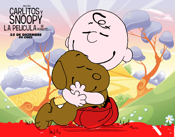 Snoopy y Carlitos abrazados