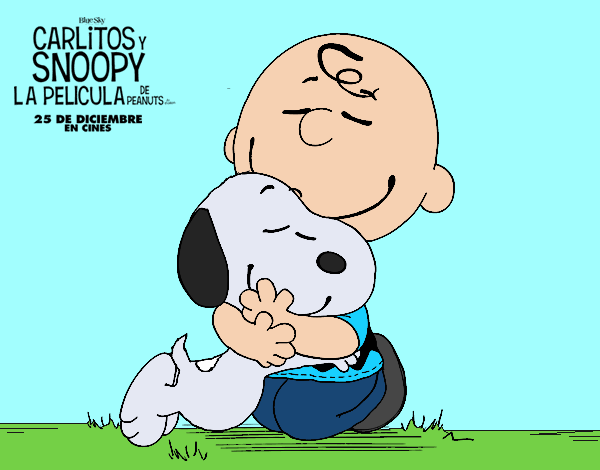 Snoopy y Carlitos abrazados