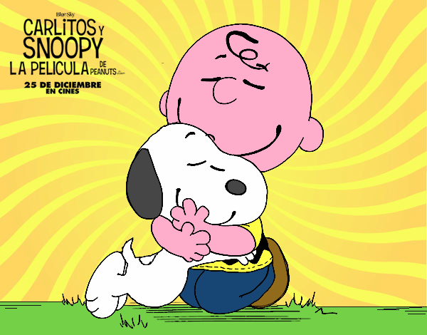 Snoopy y Carlitos abrazados