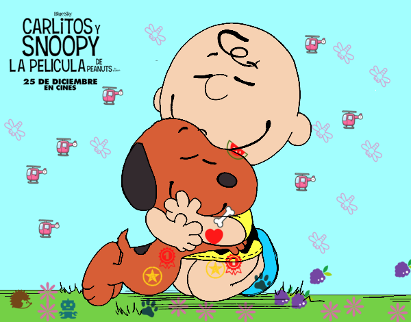 Snoopy y Carlitos abrazados