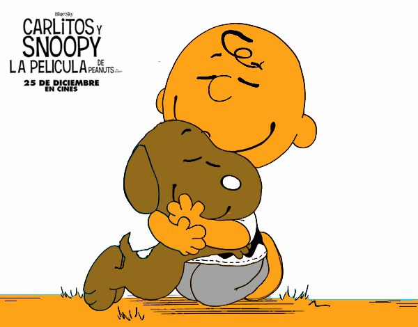 Snoopy y Carlitos abrazados