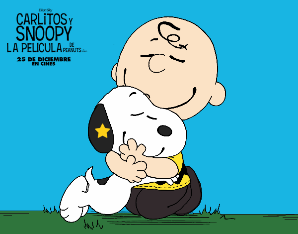 Snoopy y Carlitos abrazados