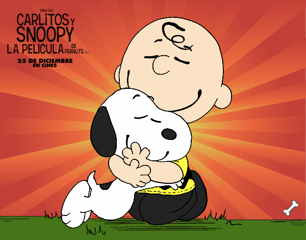 Snoopy y Carlitos abrazados