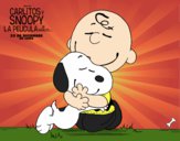 Dibujo Snoopy y Carlitos abrazados pintado por BFabiola