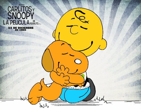 Snoopy y Carlitos abrazados