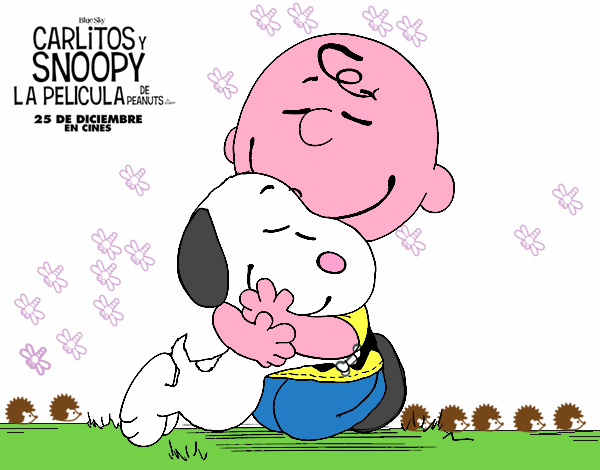 Snoopy y Carlitos abrazados