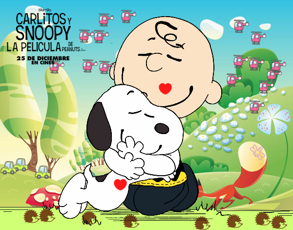 Snoopy y Carlitos abrazados