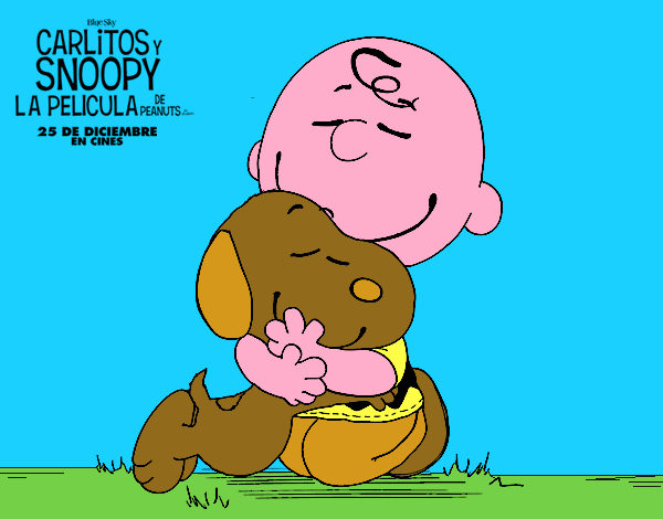 Snoopy y Carlitos abrazados