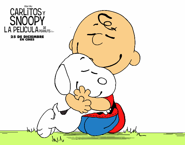 Snoopy y Carlitos abrazados