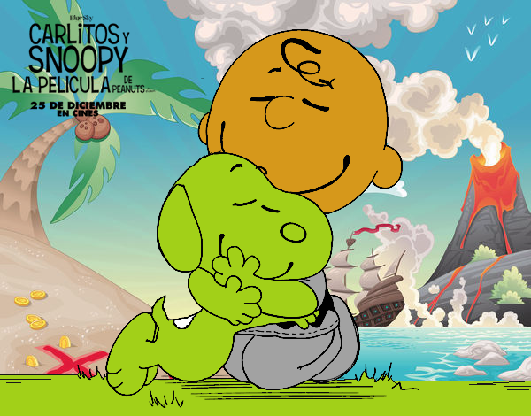 Snoopy y Carlitos abrazados