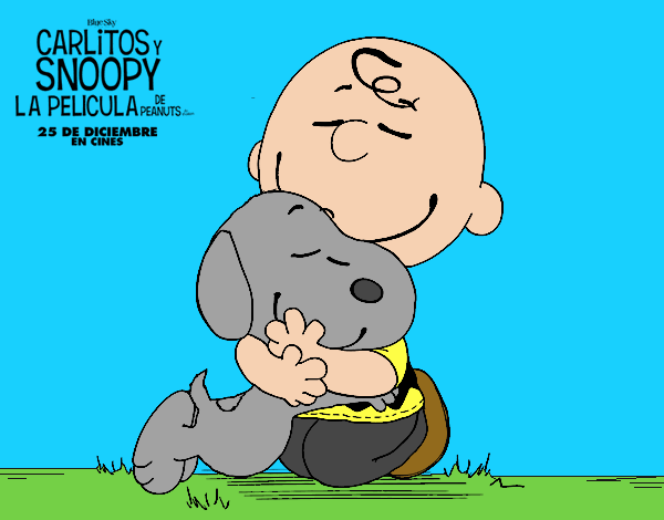 Snoopy y Carlitos abrazados