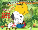 Dibujo Snoopy y Carlitos abrazados pintado por mati2010