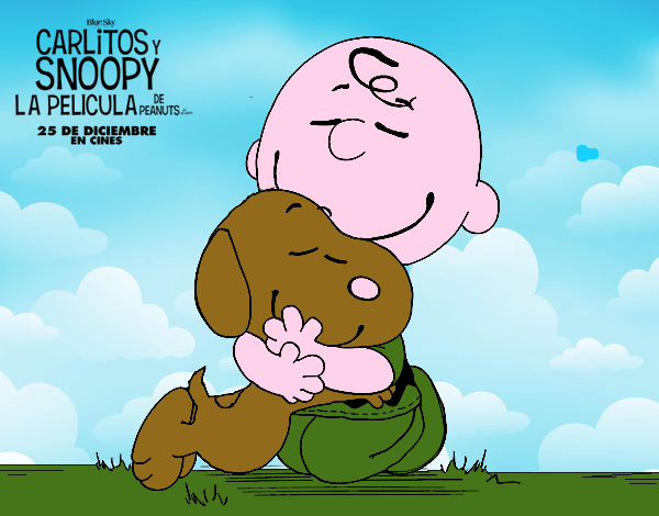 Snoopy y Carlitos abrazados