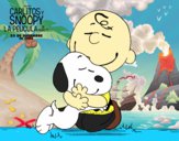 Dibujo Snoopy y Carlitos abrazados pintado por LunaLunita