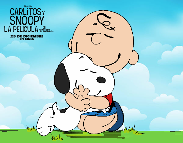 Snoopy y Carlitos abrazados