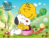 Dibujo Snoopy y Carlitos abrazados pintado por rebecasanc