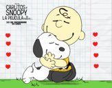 Dibujo Snoopy y Carlitos abrazados pintado por zeus1974