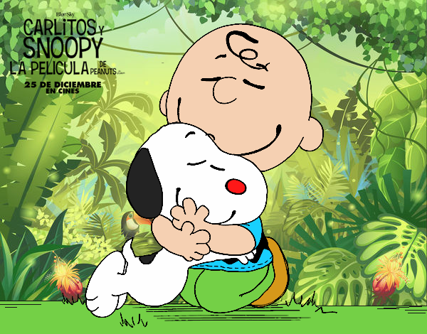 Dibujo Snoopy y Carlitos abrazados pintado por zoemarcato
