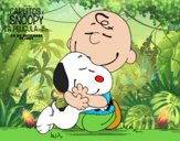 Dibujo Snoopy y Carlitos abrazados pintado por zoemarcato