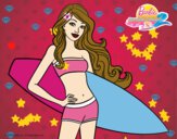 Barbie con tabla de surf